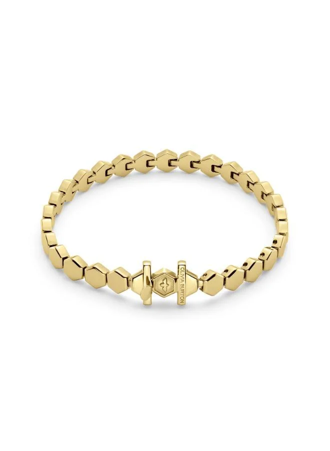 Olivia Burton Petite Honeycomb Collection Bracelet For Women In Yellow Gold With Hexagonal Charms - 24100300
